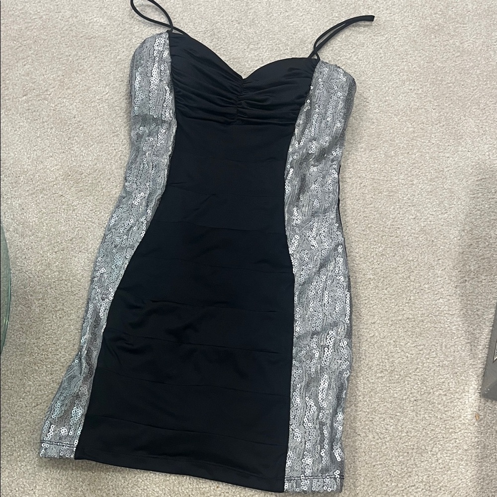 XOXO Black and Silver Mini Dress